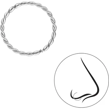 Piercing Stříbrný Twisted kroužek do nosu 12 mm Ag 925/1000