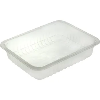 Jednorázové nádobí Miska zatavovací PP 227x177x40mm 1-dílná / 1000ml MAP transparentní žebrovaná - 320 ks