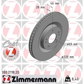 Brzdový systém Brzdový kotouč ZIMMERMANN 380.2118.20