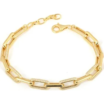 Náramek Luxusní stříbrný pozlacený náramek se zirkony SVLB0584S61GO18 + dárek zdarma