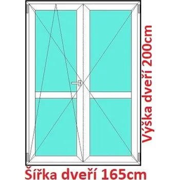 Okno Soft Dvoukřídlé balkonové dveře s příčkou 165x200 cm, otevíravé a sklopné