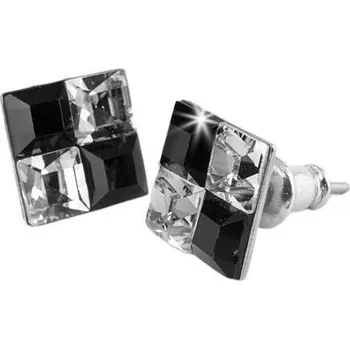 Náušnice Náušnice SWAROVSKI®, černo-bílá, křišťál, hranaté, 8 mm, ART CRYSTELLA®