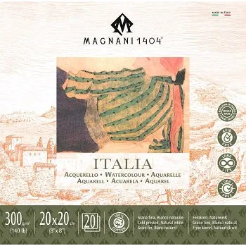 Blok Akvarelový blok Magnani Italia 20x20cm 300g 100% bavlna (Akvarelový blok Magnani Italia 20x20cm 300g 100% bavlna)