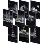 Poznámkový blok A4, 40listů, linka, Metropole v noci, mix motivů