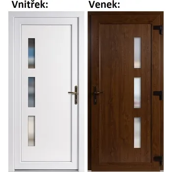 Vchodové dveře Plastové vchodové dveře Soft Julie, Zlatý dub/bílá, 98x198 cm, pravé, otevírání VEN