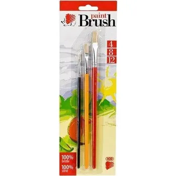 Umělecký štětec Sada štětců, 3ks, č. 4-8-12, dřevěné, ICO "Ježek" barevné