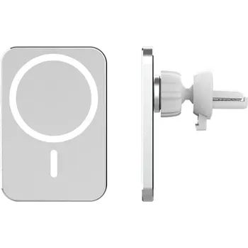 15W magnetická hliníková bezdrátová nabíječka magsafe s držákem do auta Barva: Bílá