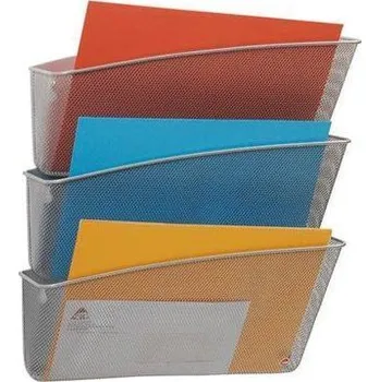 Nástěnný odkladač drátěný, stříbrný, 3-dílný, ALBA