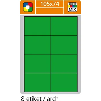 Papír Print etikety A4 pro laserový a inkoustový tisk - 105 x 74 mm (8 etiket/ arch) zelená, 100 listů