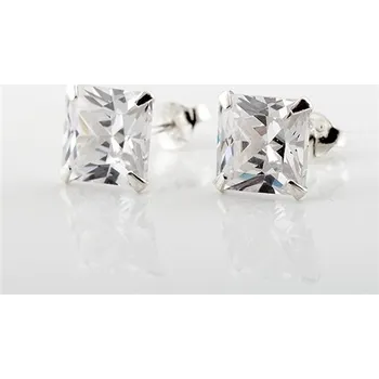 Náušnice Stříbrné naušnice pecičky se čtvercovým zirkonem STNAU1472F