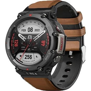 Ostatní příslušenství k chytrým hodinkám eses Sportovní kožený hladký řemínek pro Amazfit T-Rex 2 - Hnědý