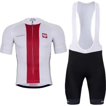 cyklistický dres BONAVELO Cyklistický krátký dres a krátké kalhoty - POLAND I. - bílá/červená/černá