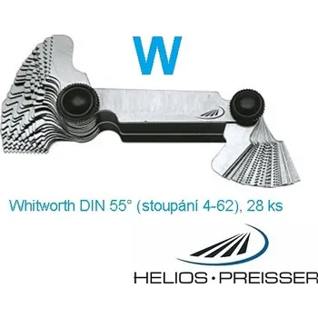 Závitové šablony Whitworth DIN 55° (stoupání 4-62), 28 ks v sadě