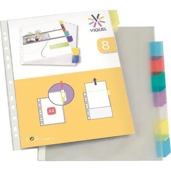 Archivační box Obal s rozlišovači, transparentní, A4, 90 micron, 8 částí, VIQUEL