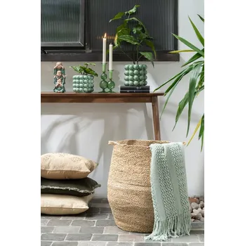 Přehoz na lůžko Zelený dekorační pléd s oky Knitti - 143*195cm