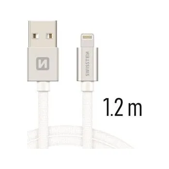 Datový kabel Swissten Datový Kabel Textile Usb / Lightning 1,2 M Stříbrný
