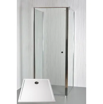 ARTTEC Sprchový kout nástěnný jednokřídlý MOON B 12 čiré sklo 80 x 80 x 198 cm s vaničkou z litého mramoru POLARIS PAN04490