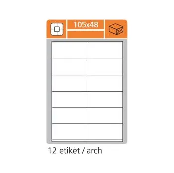 Samolepící etiketa Print etikety A4 PLUS pro laserový a inkoustový tisk - 105 x 48 mm (12 etiket / arch), 100 listů