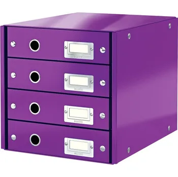 Zásuvkový kontejner Zásuvkový box WOW - purpurová / 4 zásuvky / karton