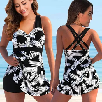 Dámské plavky Dámské plavky dvojdílné "Plus Size" tankiny se stažením mezi košíčky (5-8) Barva: černá (8318-black), Velikost: L