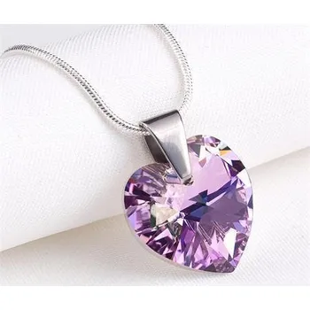 Náhrdelník Náhrdelník, SWAROVSKI® Crystals, lila, tvar srdce, ART CRYSTELLA