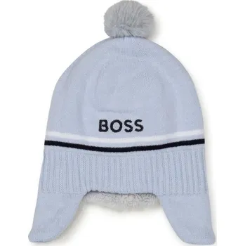 Čepice BOSS - bavlněná čepička s oušky PALE BLUE č.T0