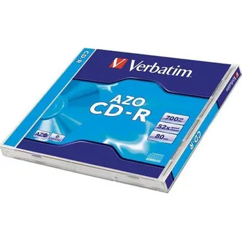 Ukládání dat CD-R 700MB, 80min., 52x, DLP Crystal AZO, Verbatim, jewel box