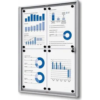 Vnitřní uzamykatelná vitrína stříbrná - vnitřní hloubka 12mm, Formát: 4 x A4 SCXS4xA4