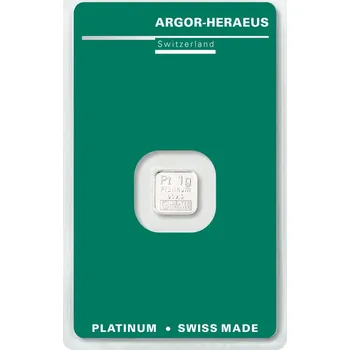 Platinový slitek 1g ARGOR-HERAEUS/VALCAMBI/HERAEUS/UMICORE (Švýcarsko/Německo/Belgie)