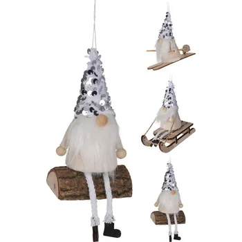 Vánoční dekorace závěs SKŘÍTEK 15cm, 3druhy, textil, dek.