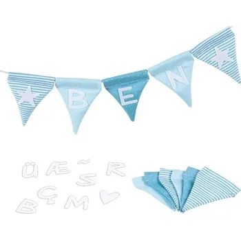 Hračka pro nejmenší Kreativní tvoření - Vlaječky látkové s písmeny, Modrá (Goki)