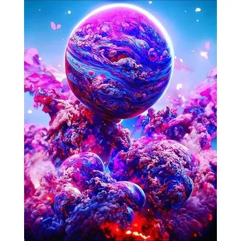 Diamantové malování Diamantové malování - Fantasy růžový vesmír č. 935