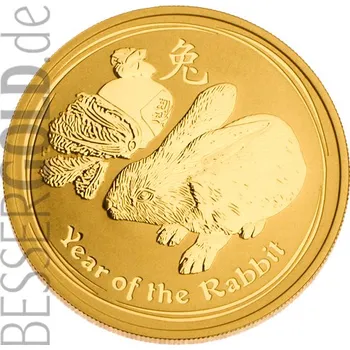 Zlatá mince 2 oz (trojské unce) ROK ZAJÍCE Austrálie 2011