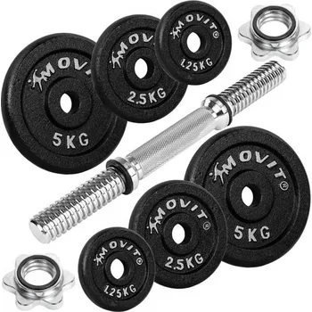 Nakládací jednoruční činka celokovová černá + stříbrná, 20 kg