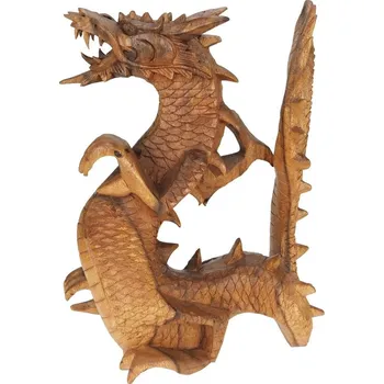 Soška Drak dřevo 31 cm tmavý