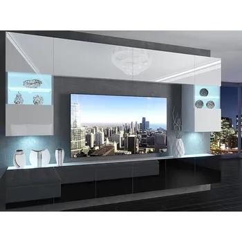 Obývací stěna Obývací stěna 300 cm Belini bílý lesk / černý lesk Imperium 1 IMP 1/5/W/WB/0/0