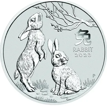Stříbrná mince 2 oz (trojské unce) ROK ZAJÍCE Austrálie 2023