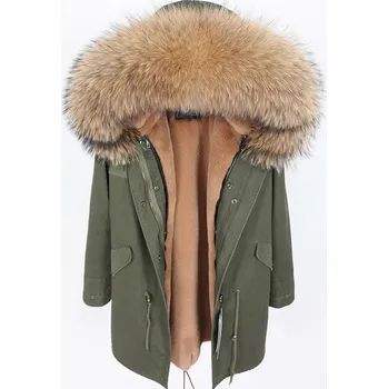 Dámská parka Parka s kapucí a pravým kožíškem liška a mýval Velikost: M, Barva (Varianta): D13-6