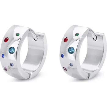 Náušnice biju Kruhové náušnice s barevnými zirkony 2833-1