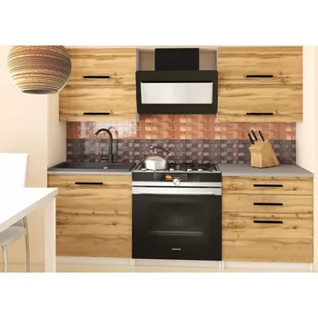 Kuchyňská linka Kuchyňská linka Belini 120 cm dub wotan s pracovní deskou Eleganta2 TOR ELEGANTA2/2/WT/DW/0/B1