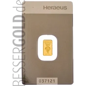 Zlatý slitek 1g HERAEUS (Německo)