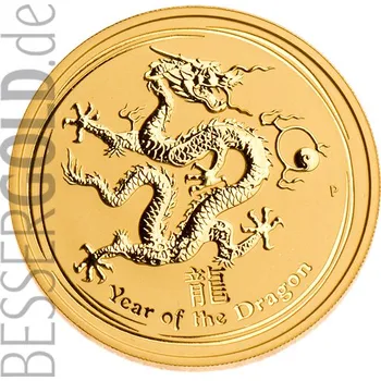 Zlatá mince 2 oz (trojské unce) ROK DRAKA Austrálie 2012