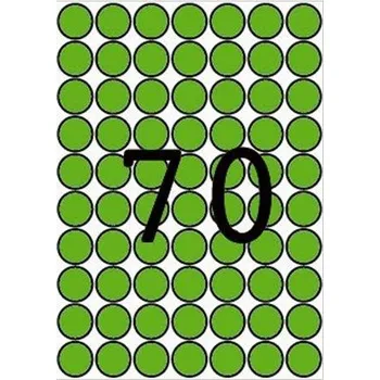 Speciální papír Etikety, kruhové, zelená, průměr 19mm, 560 ks/bal., A5, APLI ,balení 8 ks Apli