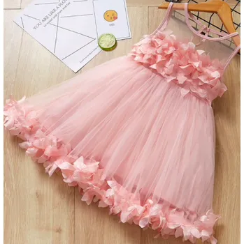 Čína Letní tylové květinové šaty na ramínka Věk: 4T, Barva: Růžová