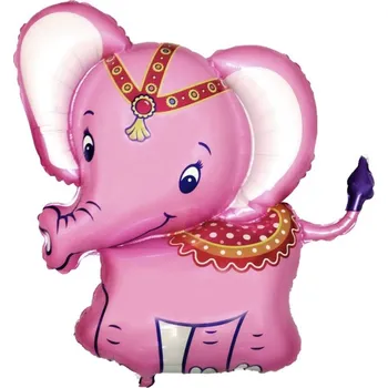 Fóliový balónek Slon, růžový, 91x77cm (volný)