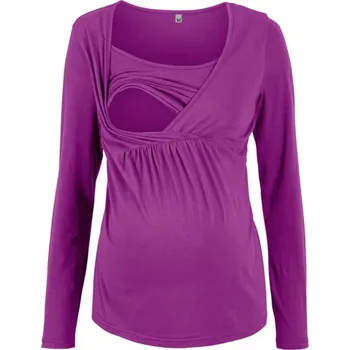 Těhotenské / kojící tričko s dlouhým rukávem Barva: Fialová, Velikost: 5XL