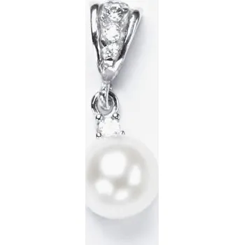 Přívěsek Stříbrný přívěsek přírodní perla bílá - P1207/2 (Stříbrný přívěsek s přírodní perlou a zirkonem)