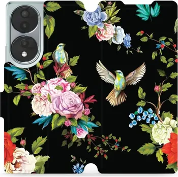 Pouzdro na mobilní telefon Flipové pouzdro Mobiwear - Honor 70 - VD09S Ptáčci a květy (Knížkové flip pouzdro, obal, kryt na mobil Honor 70 - VD09S Ptáčci a květy, materiál Umělá kůže + TPU - ochrana 360°, stojánek, silikonová vanička, magnetické zavírání)