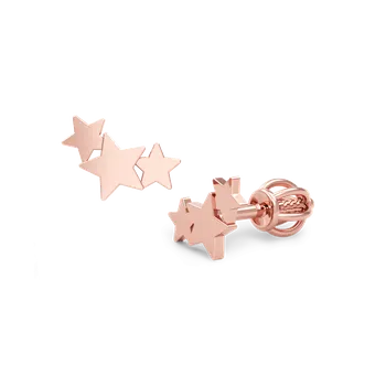 Náušnice SOLUNA CONSTELLATION půvabné zlaté náušnice HVĚZDIČKY růžové zlato