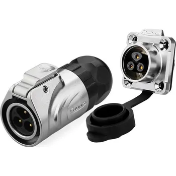 Elektronická součástka Průmyslový konektor LP-16, samec + samice (čtvercová zásuvka) 3-pin